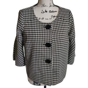 Vintage Women’s Sz M Petite Stretch Blazer Suit Jacket Houndstooth Print Fabric